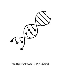 Artificially modified dna strains black hand drawn icon in grunge look