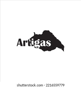 Mapa de artigas y diseño de letras negras sobre fondo blanco