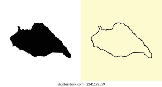 Artigas map, Uruguay, Americas. Filled and outline map designs. Vector illustration