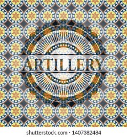 Artillery arabesque emblem background. arabic decoration.