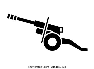 Artillery Black Vector Icon. Howitzer