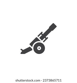 Icono vector cañón de artillería. signo plano relleno para concepto móvil y diseño web. Icono de mortero de cañón. Símbolo, ilustración del logotipo. Gráficos vectoriales