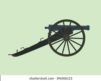 Artillery Civil War Cannon Isolated With Green Background