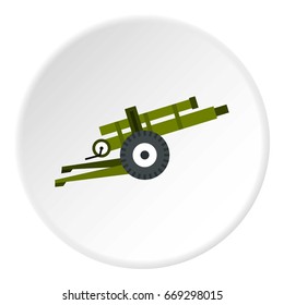Artillery gun icon in flat circle isolated on white background vector illustration for web