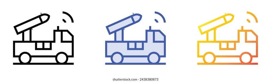 Artillery icon. Linear, Blue Fill and Gradient Style Design Isolated On White Background