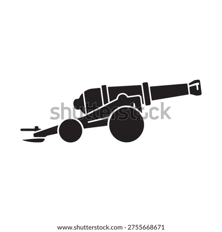 Artillery icon. Vector artillery canon symbol isolated on white.
