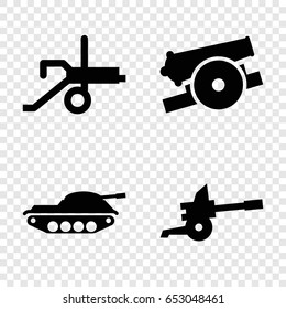 Artillery icons set. set of 4 artillery filled icons such as cannon