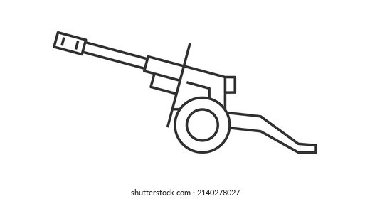 Artillery line vector icon. Howitzer