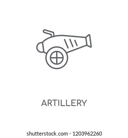 Artillery linear icon. Artillery concept stroke symbol design. Thin graphic elements vector illustration, outline pattern on a white background, eps 10.
