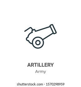 Artillery outline vector icon. Thin line black artillery icon, flat vector simple element illustration from editable army concept isolated on white background