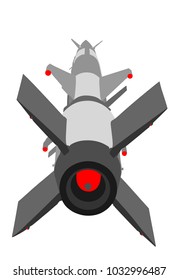 Artillery rocket launcher vector illustration. Rocket missile nuclear bomb. Nuclear test, war treat.  Bomb air projectile attack.  Powerful weapons. War destruction aggression. war threat doomsday.