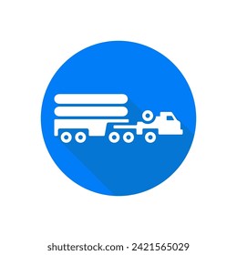 Artillery rocket system flat style vector icon. Military vehicle.