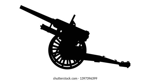 Artillery silhouette vector on white