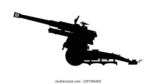 Artillery Silhouette Vector On White