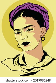 Artis frida kahlo Portrait  Vector Illustration Mexican woman  Young beautiful mexican woman with a traditional hairstyle, Indonesia Central Java 23 on June 202