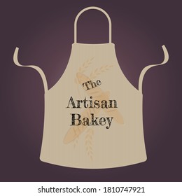 Artisan Bakery Apron Vector Logo With Editable Text On A Gradient Background