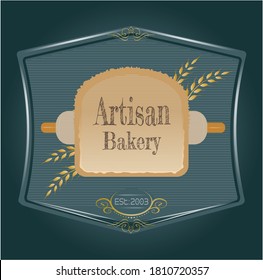 Artisan Bakery Vecto Logo With Editable Text On A Gradient Background