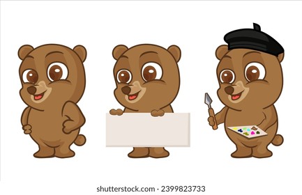 material vectorial de mascota de oso artesano