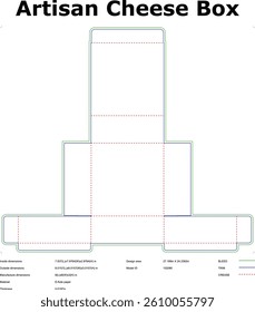 Artisan Cheese Packaging Box Layout Die Cut Template Vector Design For Mockups And Production With Dimensions