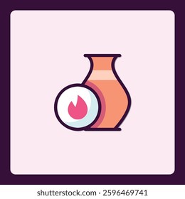 Artisan Pottery and Ceramic Flame Icon in a Modern Minimalist Style