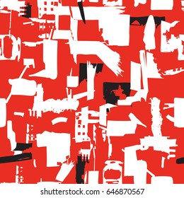 Artisan seamless pattern with abstract shapes and colors, random papercut shapes in repeating composition