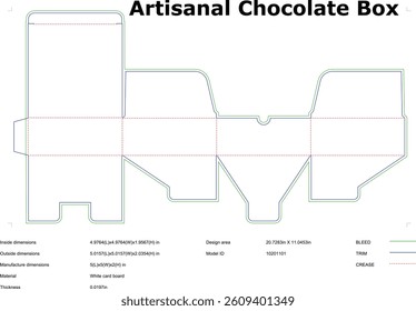 Artisanal Chocolate Box Packaging Design Template Diecut Diagram
