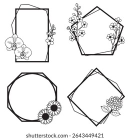 Artisanal and Organic Vintage Decorative Floral Frames Vector Set Packs
