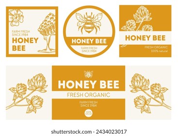 Artisanal product stamp featuring honey bee, ideal for natural food labels.