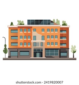 Artishellen building of colorful set. This building in this captivating illustration fuse meticulous design with a hint of cartoon charm against a clean white background. Vector illustration.