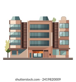 Artishellen building of colorful set. This eye-catching illustration beautifully combines the architectural brilliance of the building with a playful cartoon design. Vector illustration.