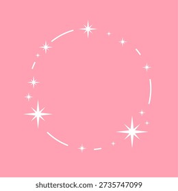 artisitc and cute starry round border frame with blank space vector