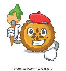 Artist apple pie bread on cartoon Plate