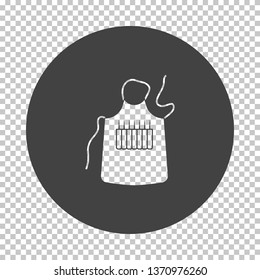 Artist apron icon. Subtract stencil design on tranparency grid. Vector illustration.