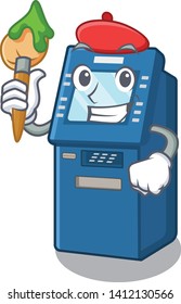 Artist ATM machine isolated with the mascot