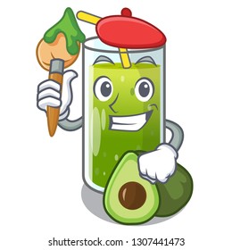 Artist avocado smoothies in a mascot glass