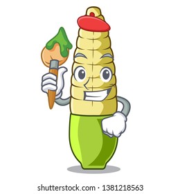 Artist baby corn in a character bowl