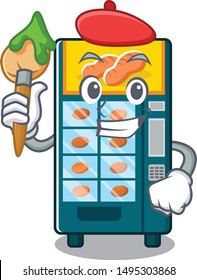 Artist bakery vending machine isolated the cartoon