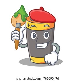 Artist battery character cartoon style