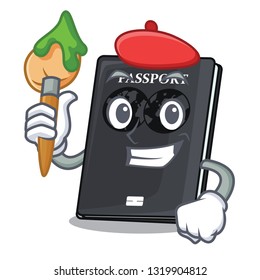 Artist black passport in a cartoon bag