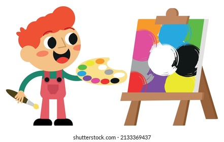 Artist boy painting on canvas
painting
