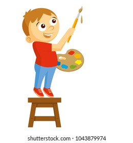 Artist boy vector illustration