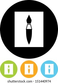 Artist brush on canvas vector icon isolated 