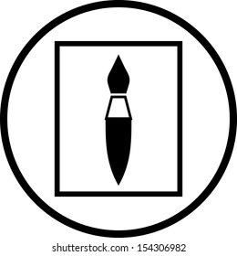 Artist brush on canvas vector icon isolated 