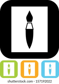 Artist brush on canvas vector icon isolated 