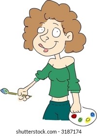 Artist with a brush and pallet - See my portfolio for more great vectors