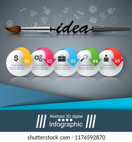 Artist business infographic. Brush illustration. Vector eps 10