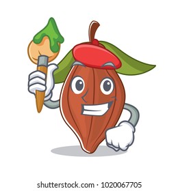 Artist cacao bean character cartoon