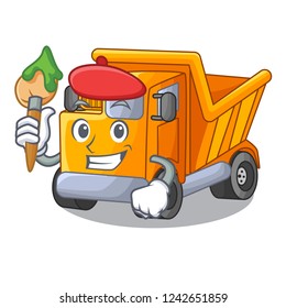 Artist cartoon truck on the table learn