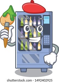 Artist cartoon wine vending machine on character table