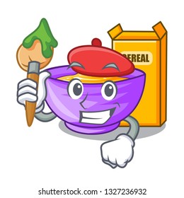 Artist cereal box in a cartoon bowl